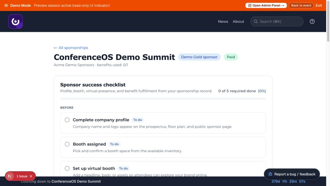 ConferenceOS sponsor portal